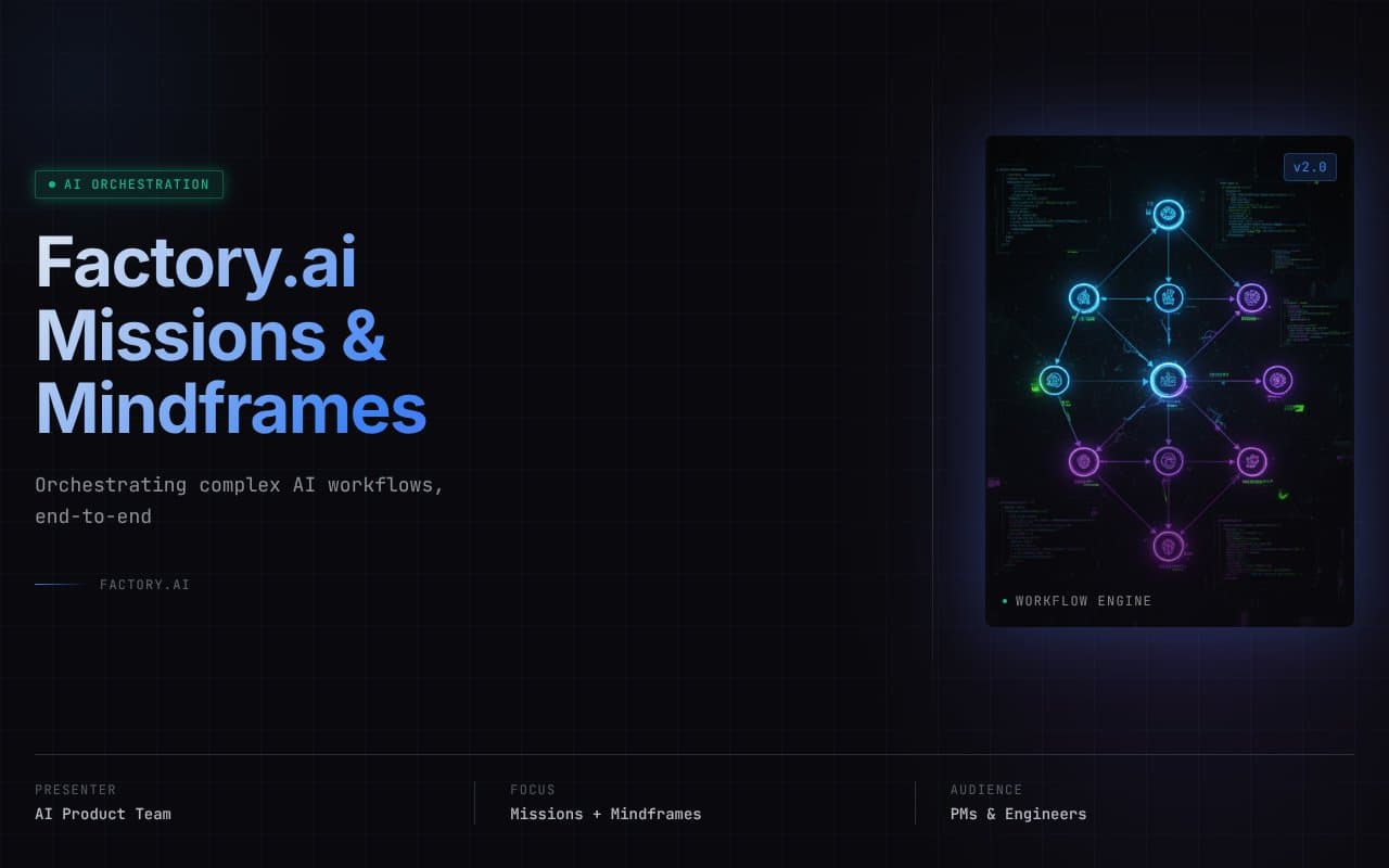 Factory.ai Missions Feature Explained and How to Use Mindframes to Present AI Workflows