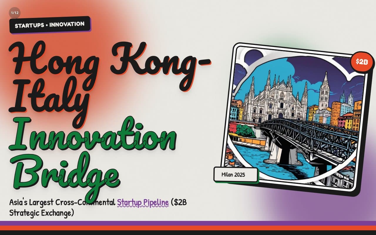 Hong Kong-Italy Innovation Bridge: Building Asia's Largest Cross-Continental Startup Pipeline