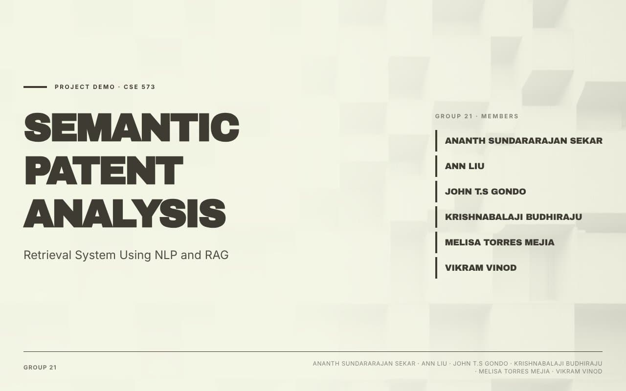 Semantic Patent Analysis and Retrieval System — Project Demo