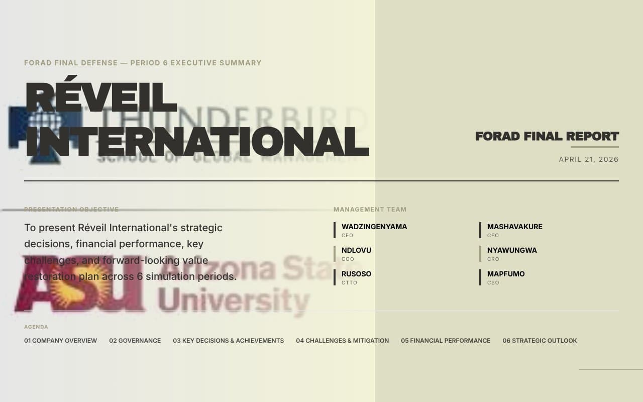 Réveil International – Financial Defense Presentation