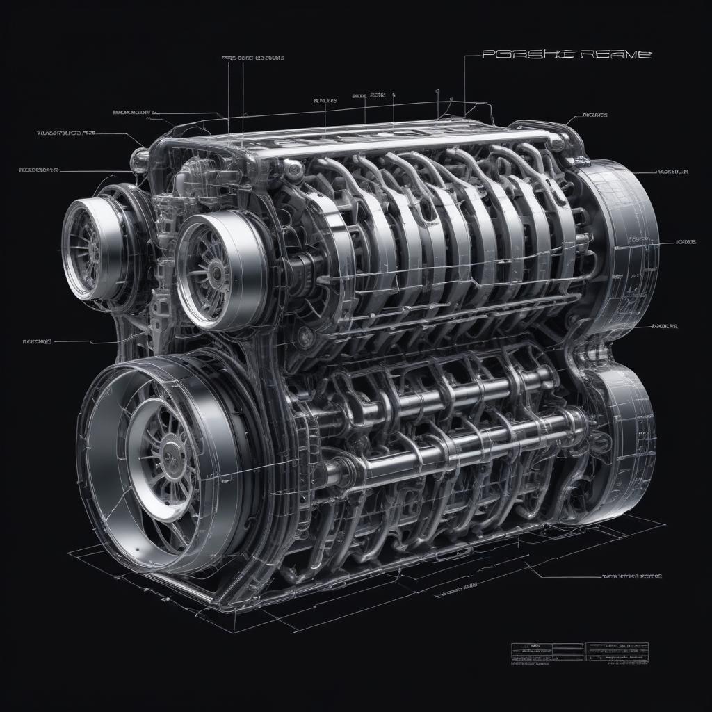 Technical wireframe of automotive chassis