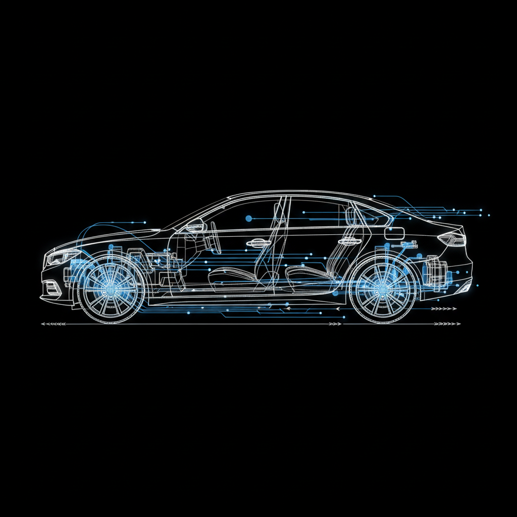 Technical wireframe of vehicle sensors